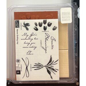 STAMPIN' UP! 105078 NEVER ENDING JOY WOOD MOUNTED RUBBER STAMP SET OF 6 EASTER